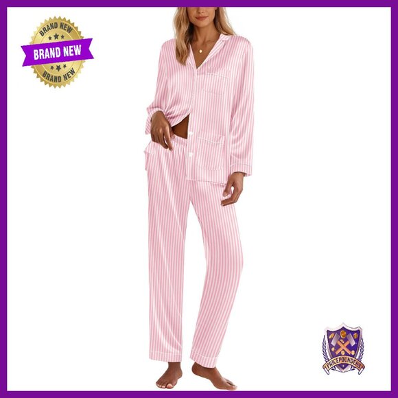 Silk Satin Pajama Set Long Sleeve Lounge Wear Women's Sleepwear